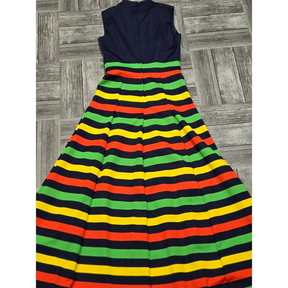 Vintage Butte Knit Mod Stripe Maxi Dress Sleeveless A-Line Size 12 USA - Picture 10 of 10